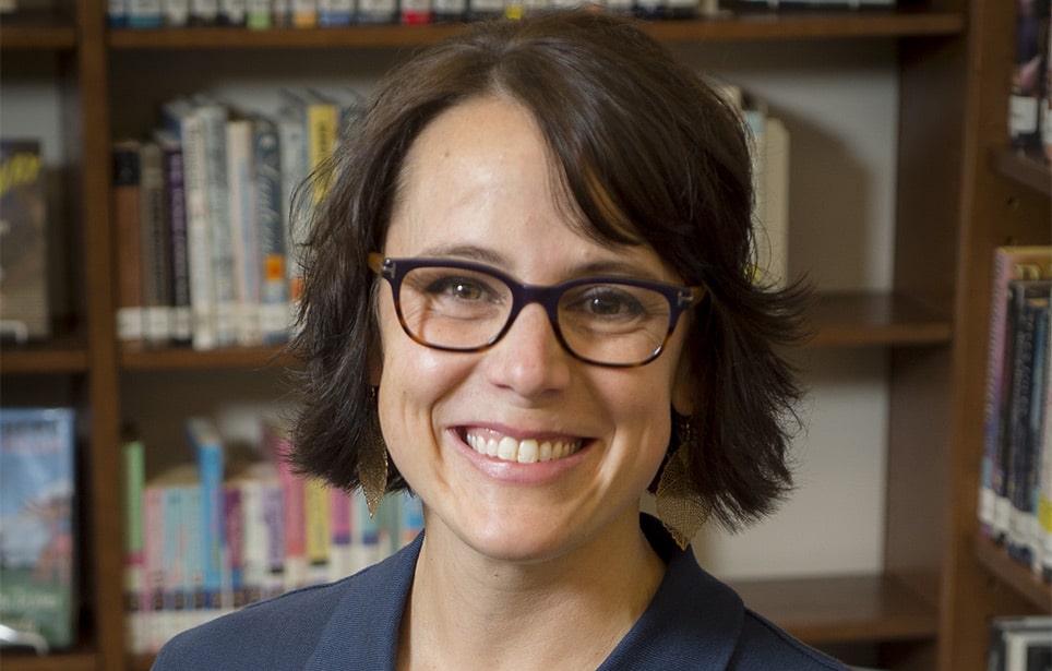 A photo of Becky the librarian for Hussey-Mayfield Memorial Public Library